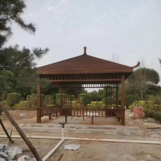 呼和浩特新中式实木凉亭制作案例